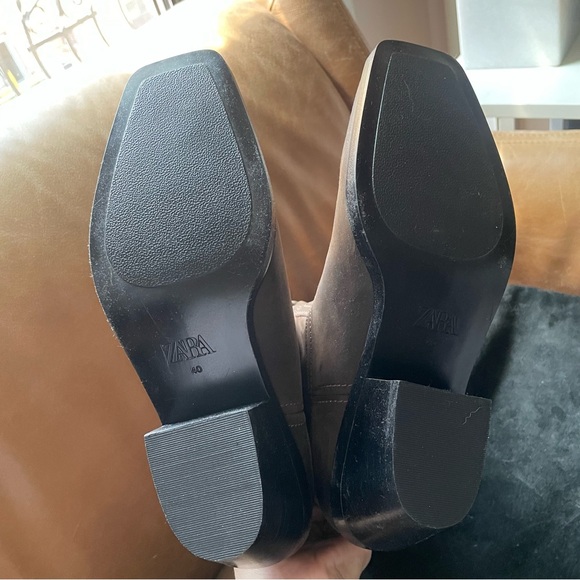 NWT Zara Leather biker boots distressed brown boho western grunge festival oiled - Picture 15 of 16